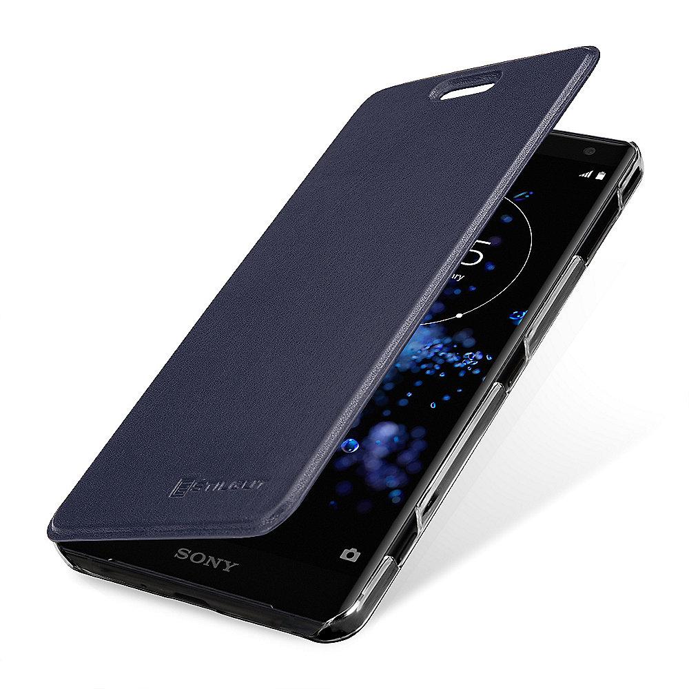 StilGut Book Type mit NFC/RFID Blocker für Sony Xperia XZ2 Compact Blau/Transp