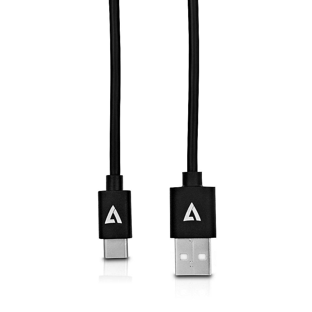 V7 USB 2.0 Kabel 2m Typ-A zu Typ-C PVC St./St. schwarz