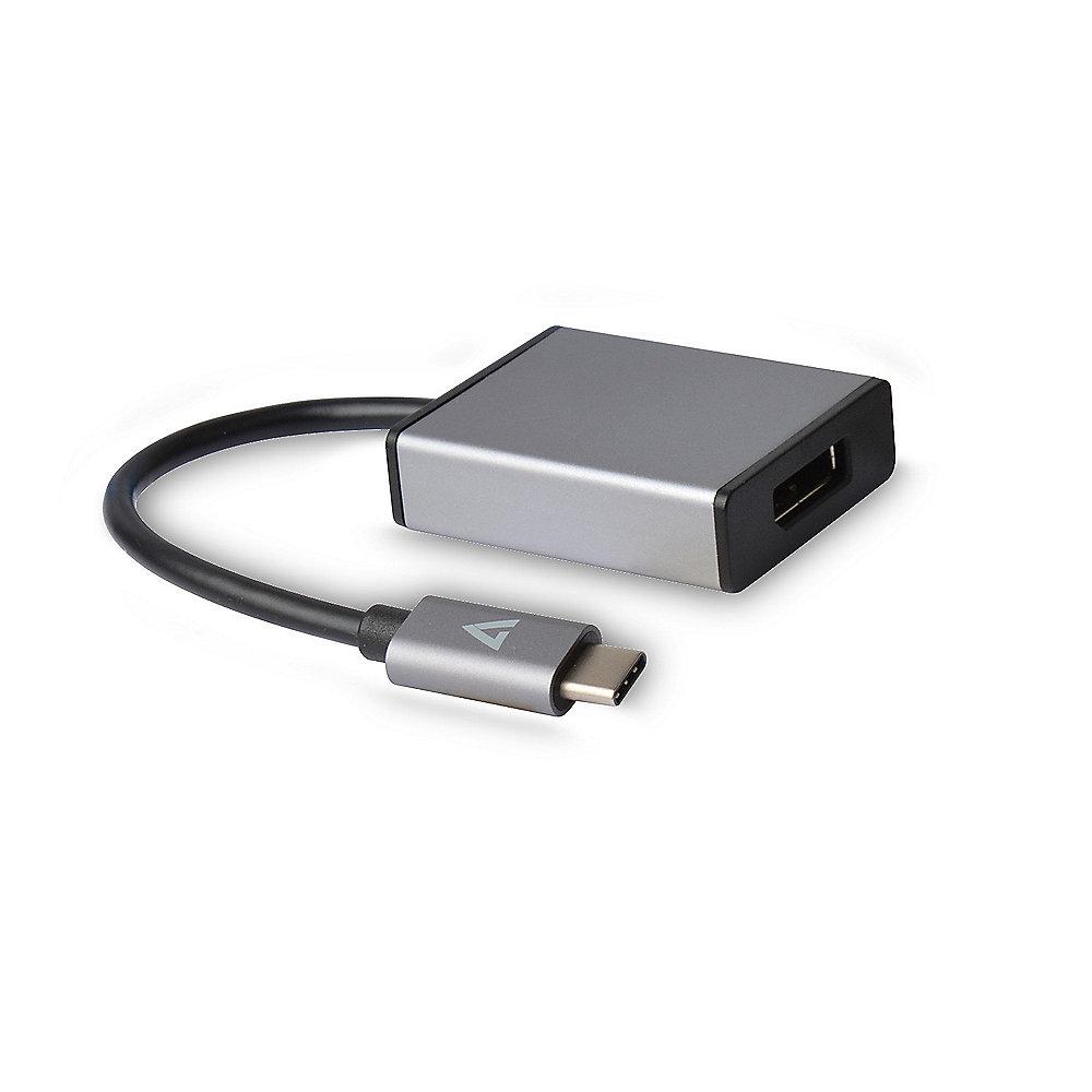 V7 USB 3.1 Adapter Typ-C zu DisplayPort 4K Alu St./Bu. grau, V7, USB, 3.1, Adapter, Typ-C, DisplayPort, 4K, Alu, St./Bu., grau