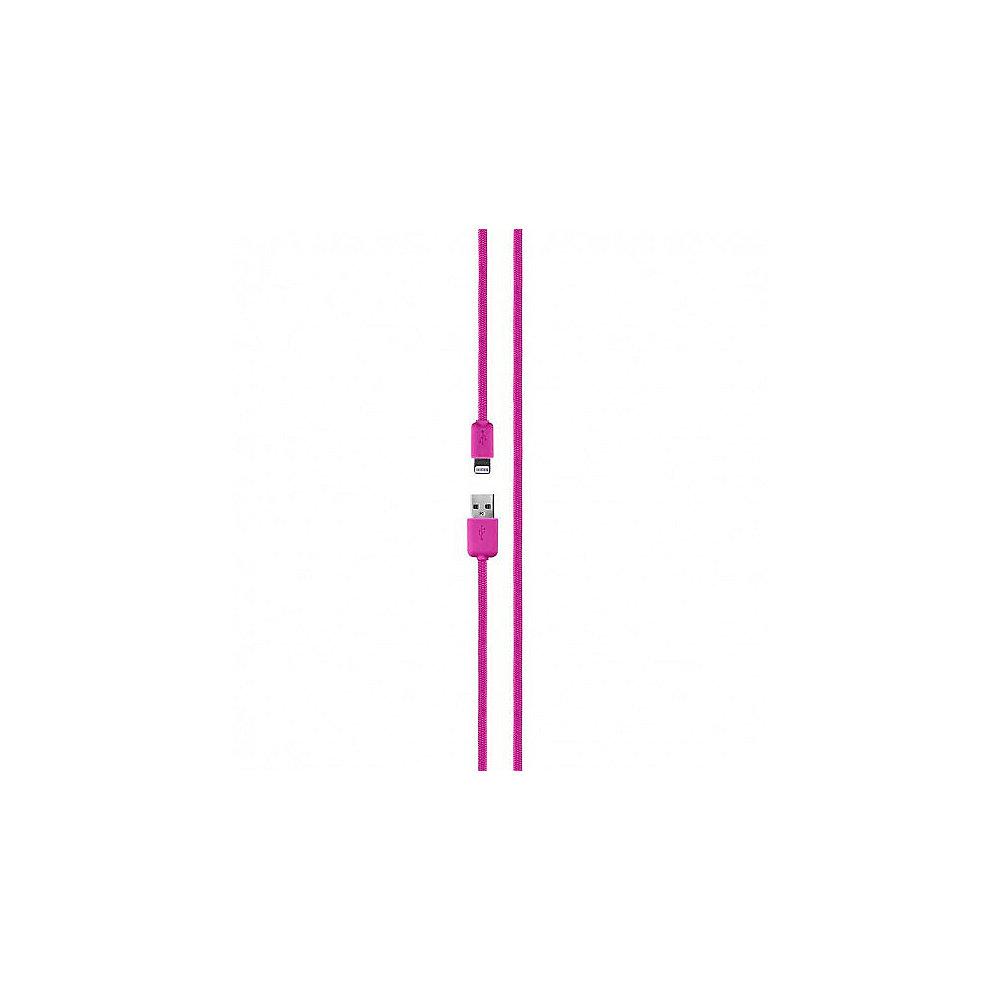 xqisit Charge & Sync Cotton Lightning-Kabel pink