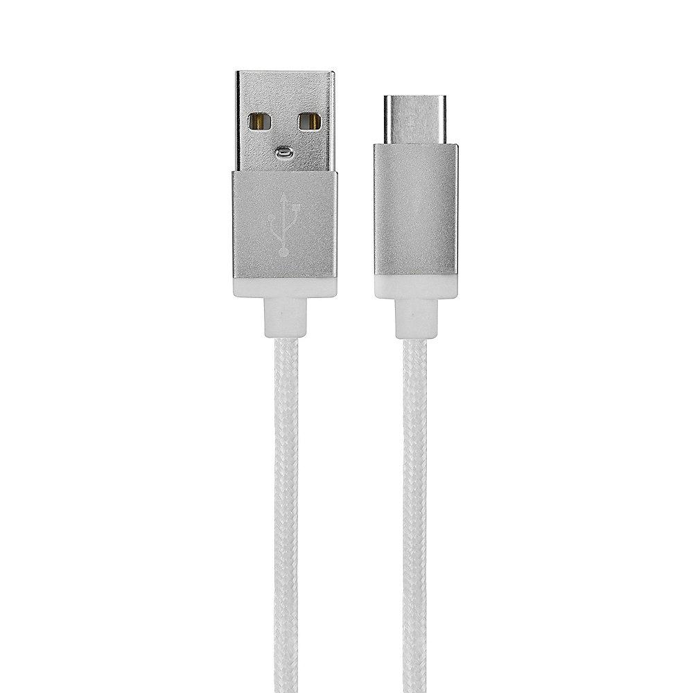 xqisit Charge & Sync Cotton USB-C zu USB-A Kabel 1,8m weiß